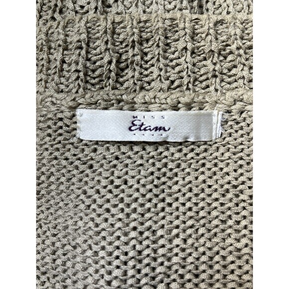 VTG Y2K Chunky Open Knit Lagenlook Slouchy Cardigan Sweater Womens L/XL Khaki - Picture 7 of 10